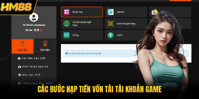 Các bước nạp tiền vốn tài tài khoản game